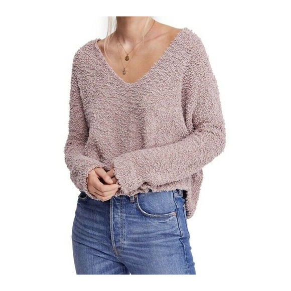 Free People Sweaters - free people pink popcorn pullover sweater small